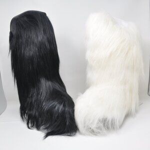 Italian Made Goat Fur "Chewbacca" Boots Brand New Black or White